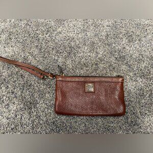 Dooney  Bourke Pebble Grain brown leather wristlet